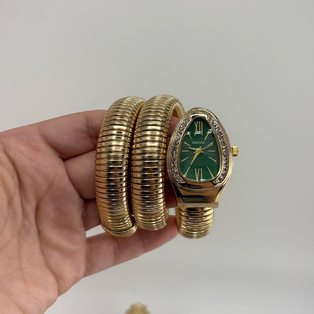 Serpenti Style Wrap Watch – Gold Tone | Green Dial - Picture 6 of 8